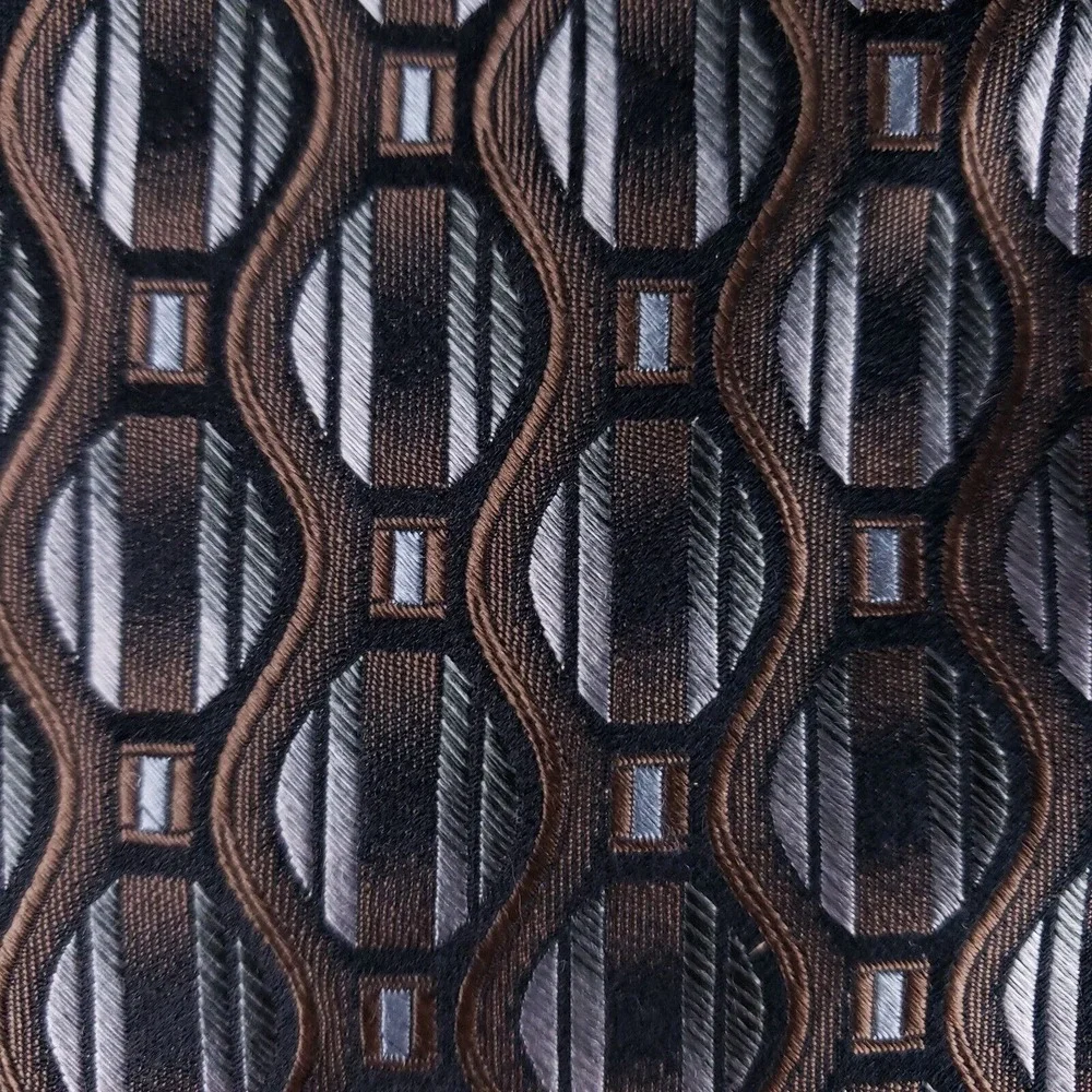 Murano Italia Geometric Silk Tie‎ Brown Black Silver Retro Business Mens Necktie